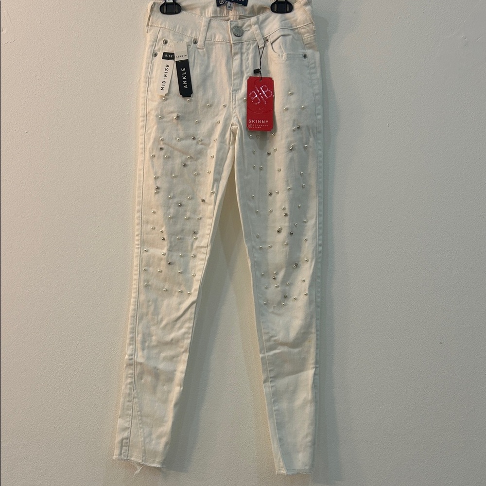 Embellished White Skinny Jeans